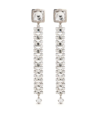 Alessandra Rich Crystal Clip-on Drop Earrings In Cry-silver