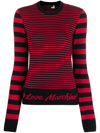 LOVE MOSCHINO INTARSIA-LOGO STRIPED JUMPER