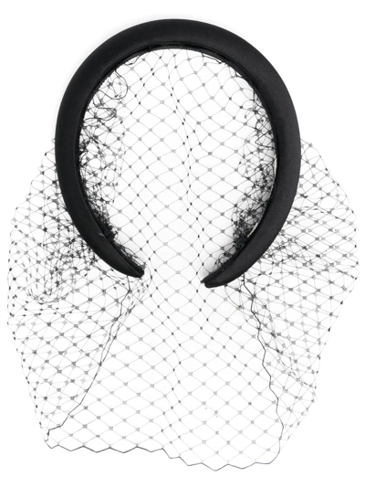 Jennifer Behr Padded Netting Headband In Schwarz