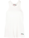 Reina Olga Logo-embroidered Waffle Tank Top In Weiss