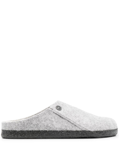 Birkenstock Zermatt Backless Wool-felt Slippers In Light Gray