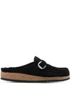 Birkenstock Black Buckley Shearling Suede Slip-on Shoes In Schwarz
