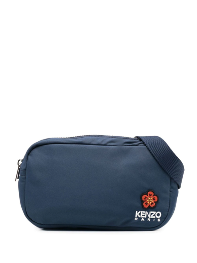 Kenzo Navy Crest Messenger Bag In Blue
