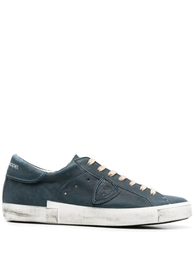 Philippe Model Paris Low-top Leather Sneakers In Blau