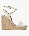 Valentino Rockstud 125 Grainy Leather Wedge Espadrille In Light Ivory/natural