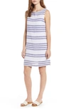 Beachlunchlounge Alina Stripe Linen & Cotton Shift Dress In Sky