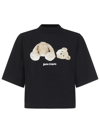 Palm Angels Black Bear-print Cropped Cotton T-shirt