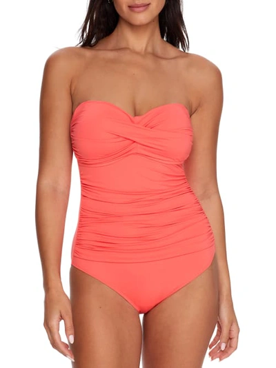 Anne Cole Signature Live In Color Bandeau One-piece In Juicy