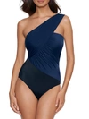 Magicsuit Goddess Colorblock One-shoulder Convertible One-piece Swimsuit In Navy Blue