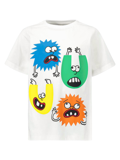 Stella Mccartney Kids' White T-shirt For Boy With Colorful Designs