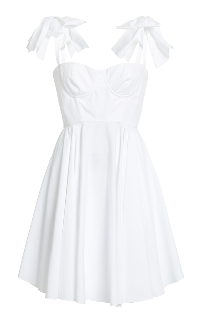 Giambattista Valli Cotton Poplin Bow Detail Mini Dress In Optical White