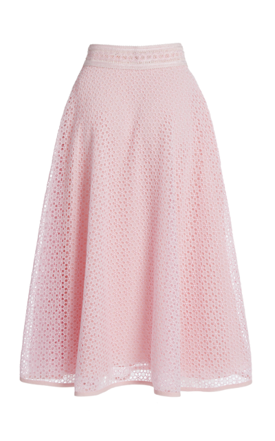 Giambattista Valli Women's Eyelet Lace Midi-skirt In Pink