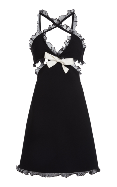 Giambattista Valli Ruffled Cady Cutout Mini Dress In Black