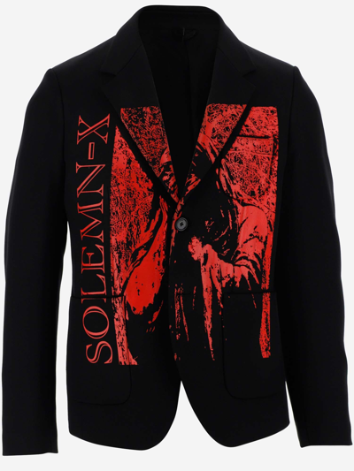 Raf Simons School Boy Jacket With Solemn-x Print In Black,red