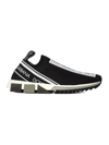 Dolce & Gabbana Black And White Runaway Knit Sneakers In Black White