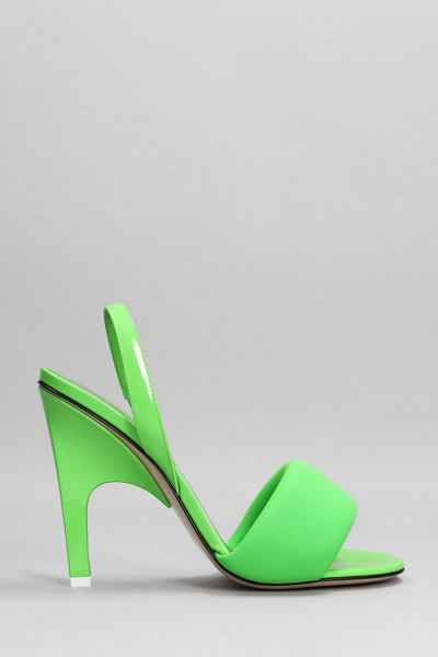 Attico Green Rem 105 Slingback Leather Sandals In Apple Green
