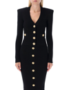 Balmain Black Fitted Cardigan With V Neckline And Jewel Buttons In Knit In Black
