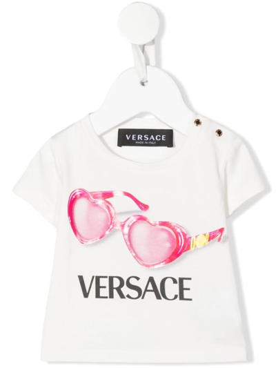 Versace Babies' Sunglasses Logo-print T-shirt In White
