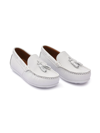 Moustache Faux Leather Tassel Loafers In White