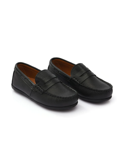 Moustache Kids' Faux Leather Penny Loafers In Black