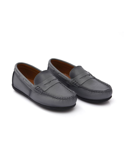 Moustache Kids' Leather Penny Loafers In Grey