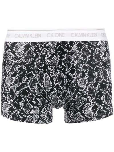 Calvin Klein Underwear Snakeskin-print Logo-waist Boxer Briefs In Black