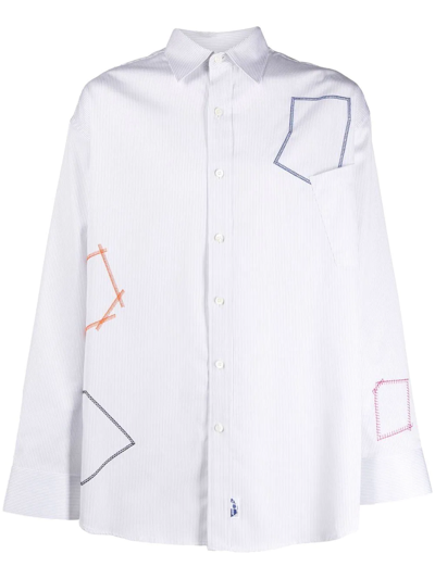 Ader Error Decorative-stitch Cotton Shirt In White
