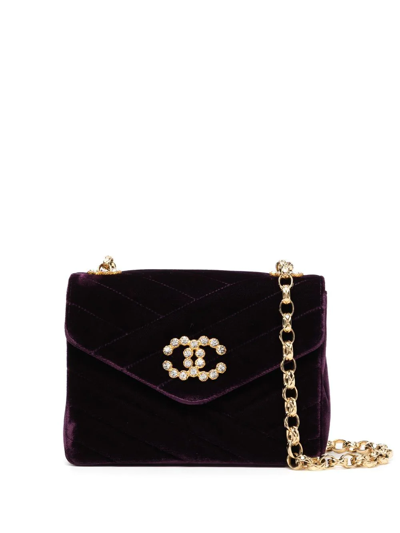 Pre-owned Chanel 1992 Quilted Bijoux Flap Crossbody Bag In Purple