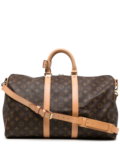 Pre-owned Louis Vuitton 1998  Monogram Keepall Bandoulière 45 Travel Bag In Brown