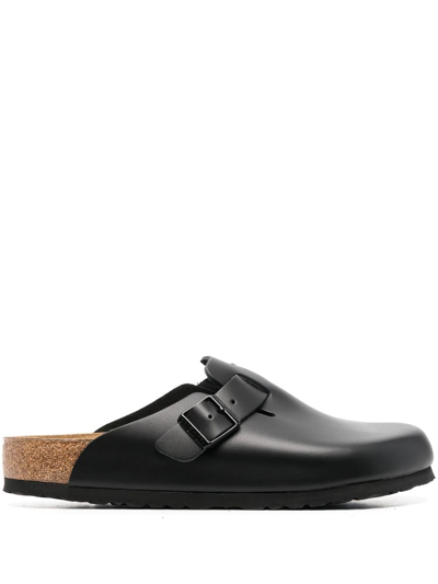 Birkenstock Boston Buckle-embellished Slippers In Black