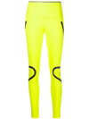 Adidas By Stella Mccartney Contrast-stripe Leggings In Yellow