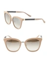 Jimmy Choo Fabry 53mm Mirrored Glitter-trim Square Sunglasses In Nude Brown