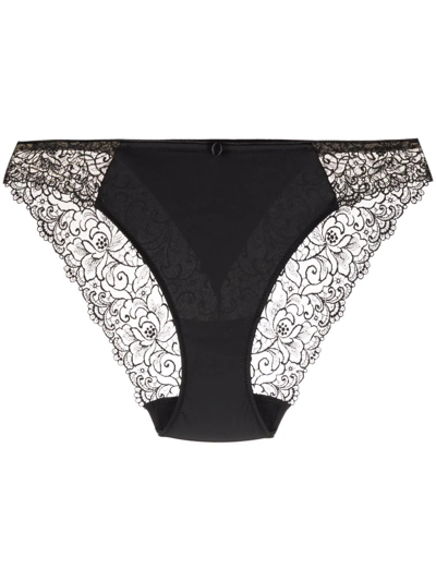 Karl Lagerfeld Lace-panelled Briefs In Black