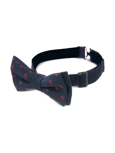 Moustache Kids' Polka Dot Embroidered Bow Tie In Blue