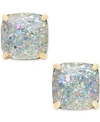 KATE SPADE KATE SPADE NEW YORK 14K GOLD-PLATED GLITTERY PURPLE SQUARE STUD EARRINGS