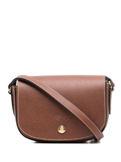 Longchamp Leather Crossbody Bag In Marrone