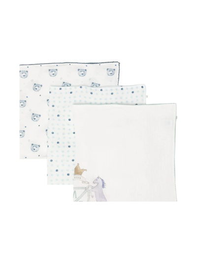 Marie-chantal Babies' Graphic-print Muslin Cloths In White