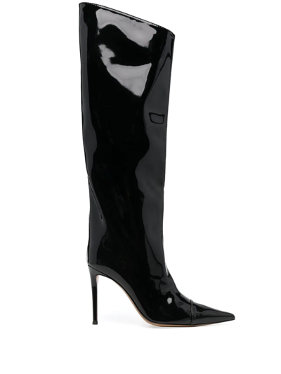 Alexandre Vauthier Patent Leather Pointed-toe Boots In Black