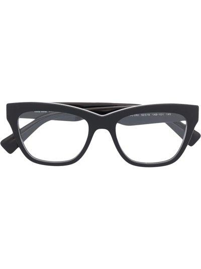Miu Miu Raised Logo Cat-eye Glasses In Black