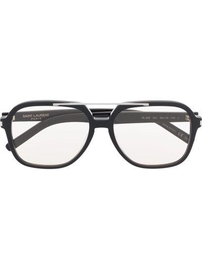 Saint Laurent Square-frame Pilot Glasses In Black