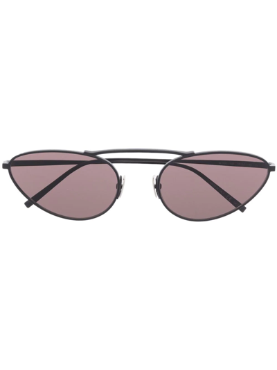 Saint Laurent Round Cat-eye Metal Sunglasses In Black