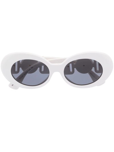 Versace Medusa Oval-frame Sunglasses In White