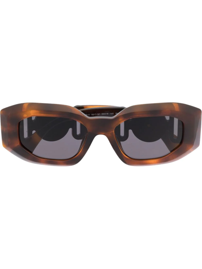 Versace Medusa Oval-frame Sunglasses In Brown