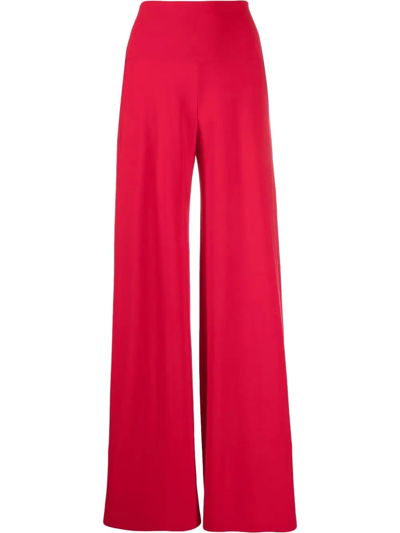 Norma Kamali High-waisted Wide-leg Pants In Red