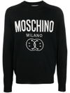 Moschino Double Smile Crewneck Sweater In Black