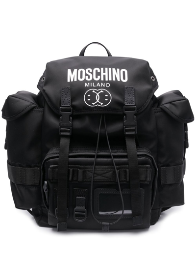 Moschino Logo-print Backpack In Black