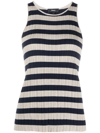 THEORY STRIPED RIBBED-KNIT TOP