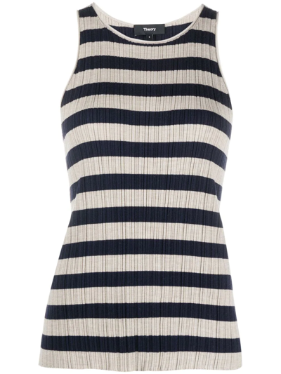 Theory Classic Wool Stripe Top In Blue