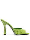 Attico 105mm Anais Croc Embossed Leather Mules In Green