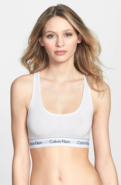 Calvin Klein 'modern Cotton Collection' Cotton Blend Racerback Bralette In White